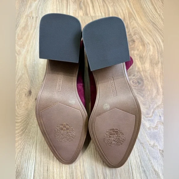 Vince Camuto Kortney Burgundy Suede Ankle Boots Block Heel Size 10M / 41.5 NWOB - Picture 5 of 8